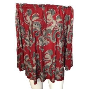 Ace Fashion Chic Off-Shoulder Paisley Boho Blouse size 1X